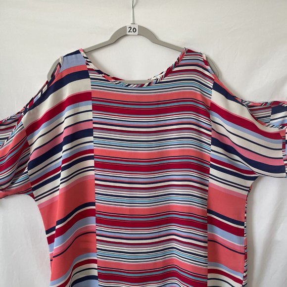 EST. 1946 Womens Multicolor Slit Sleeve Round Neck Striped Blouse Top Size XL - Picture 2 of 13
